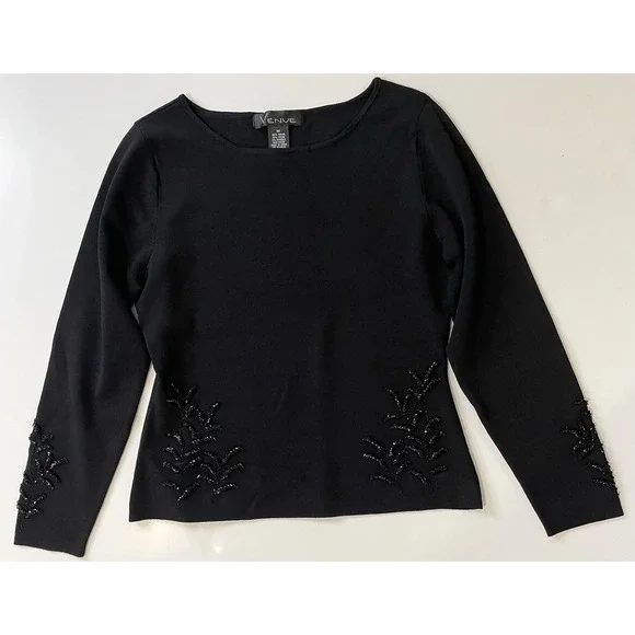 Vintage Venue Womens Beaded Sweater Medium‎ Y2K Whimsigoth Vamp Dark Fairy 90s - Picture 7 of 10